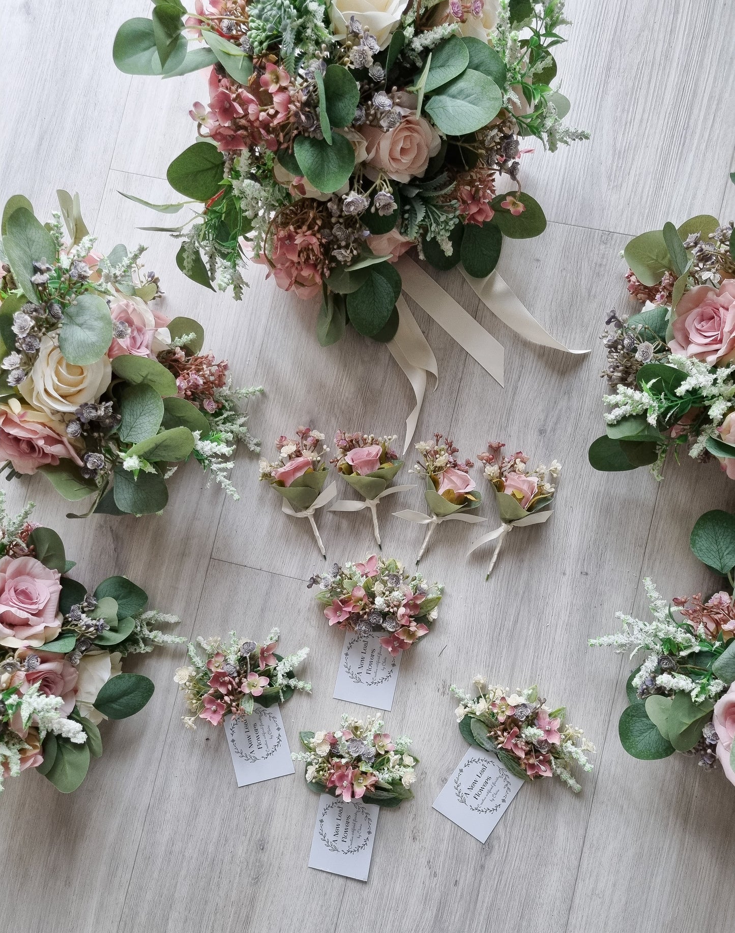 Mauve pinks artificial wedding bouquet