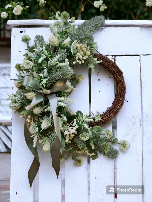 Ivory & sage 3/4 artificial Christmas wreath