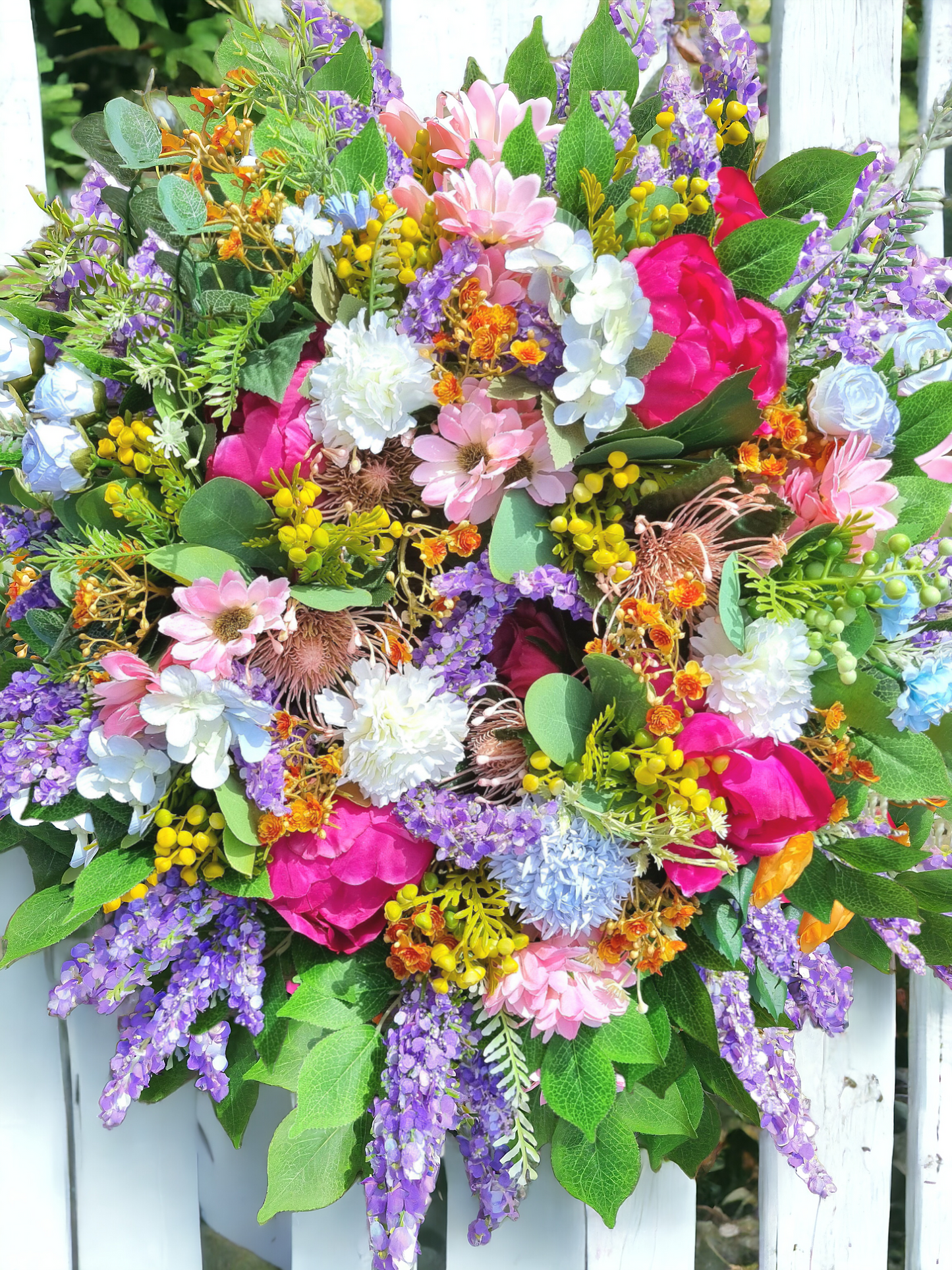 Vibrant artificial flowers wreath