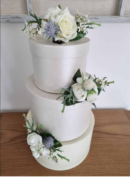 roses and thistles silk cake flowers