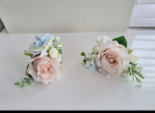 baby pink light blue and ivory artificial cake flowers
