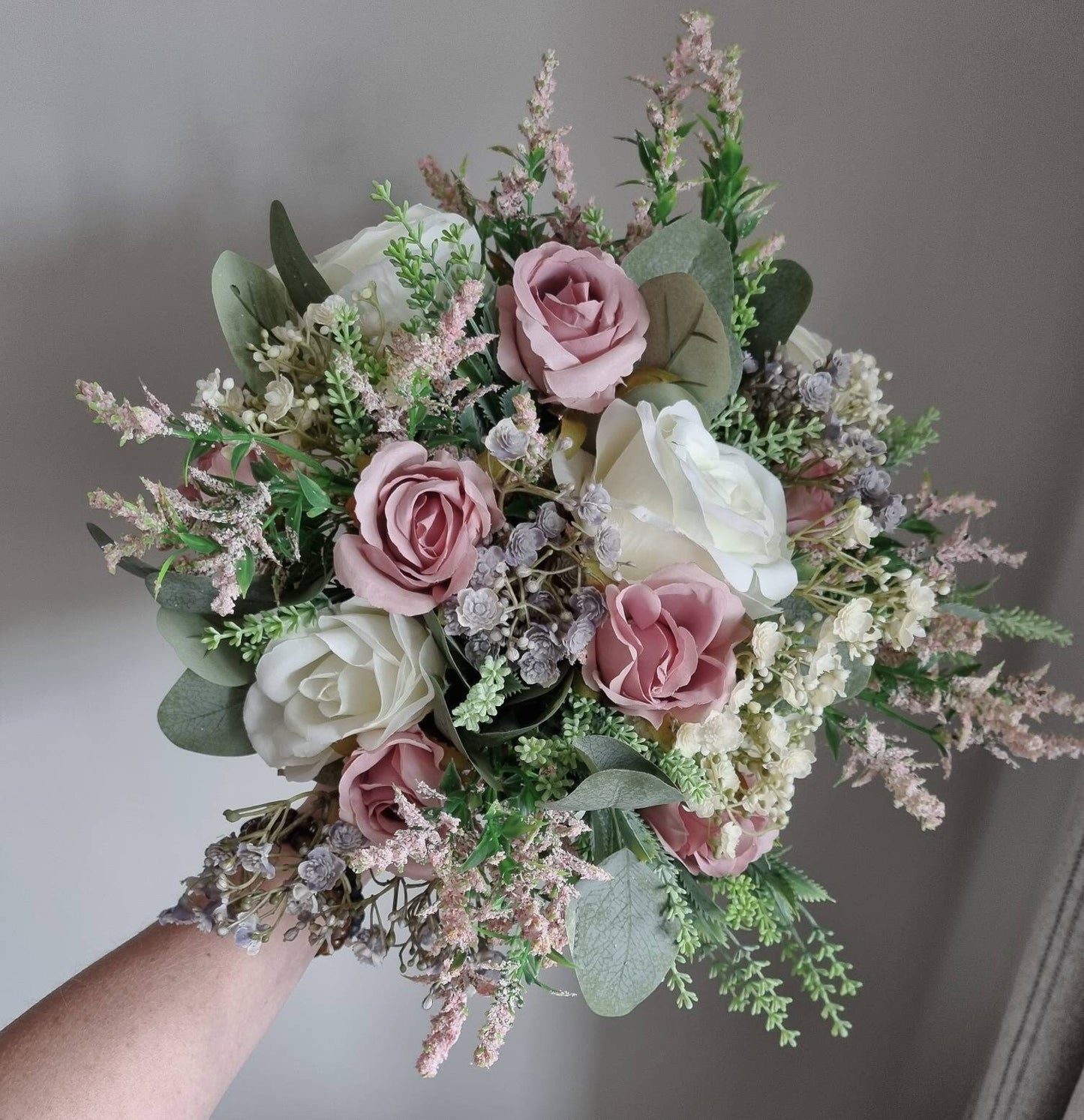 Dusty Pink Silk Bridal Bouquet: Wild Rose Wedding Bouquet