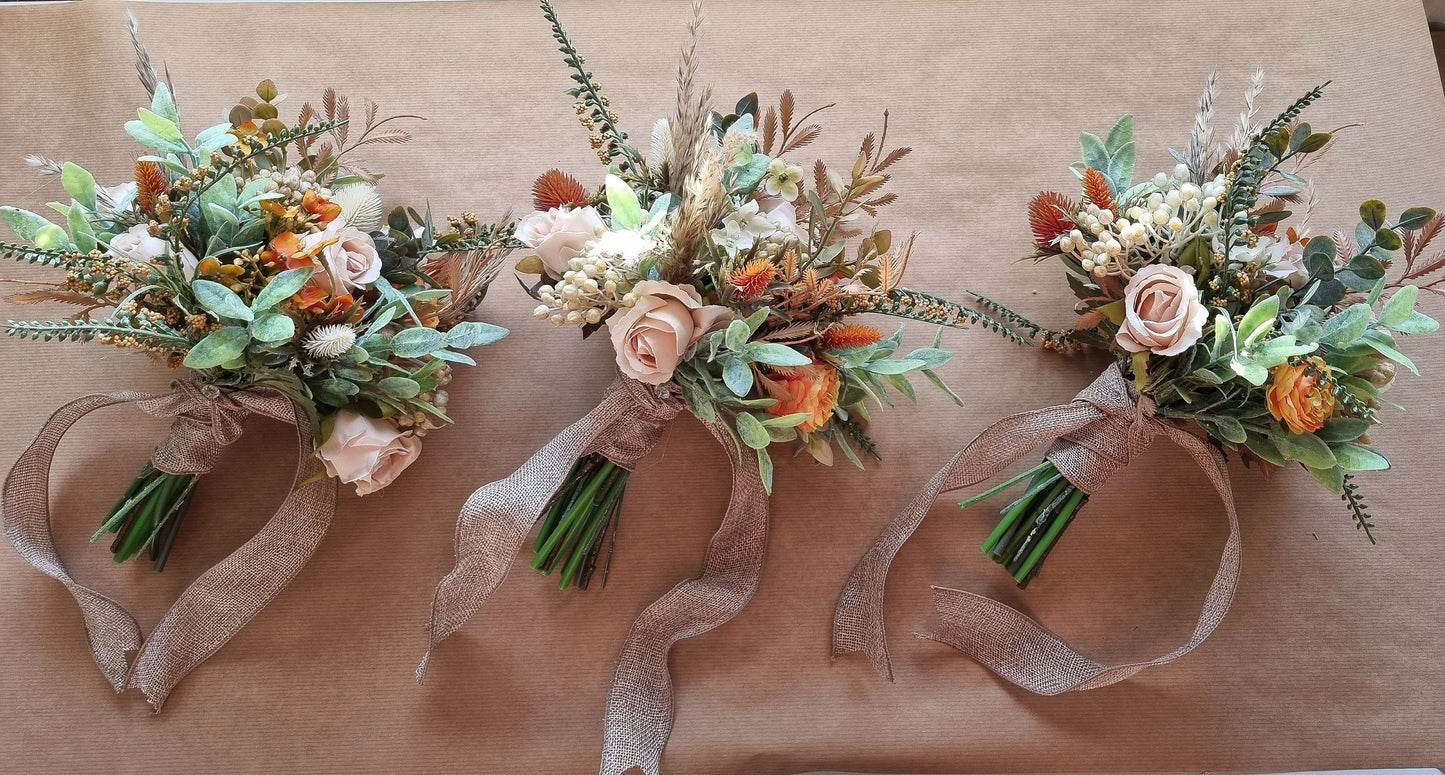 Autumn shades silk wedding flowers, bridal bouquet, artificial wedding flowers, bridal flowers