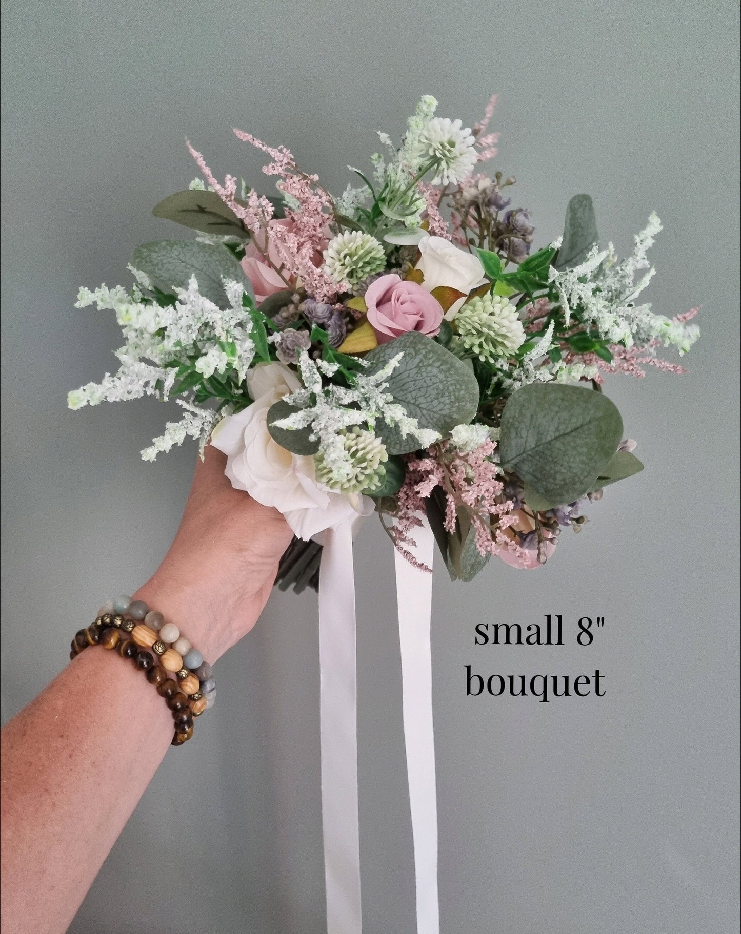 Dusty Pink Silk Bridal Bouquet: Wild Rose Wedding Bouquet